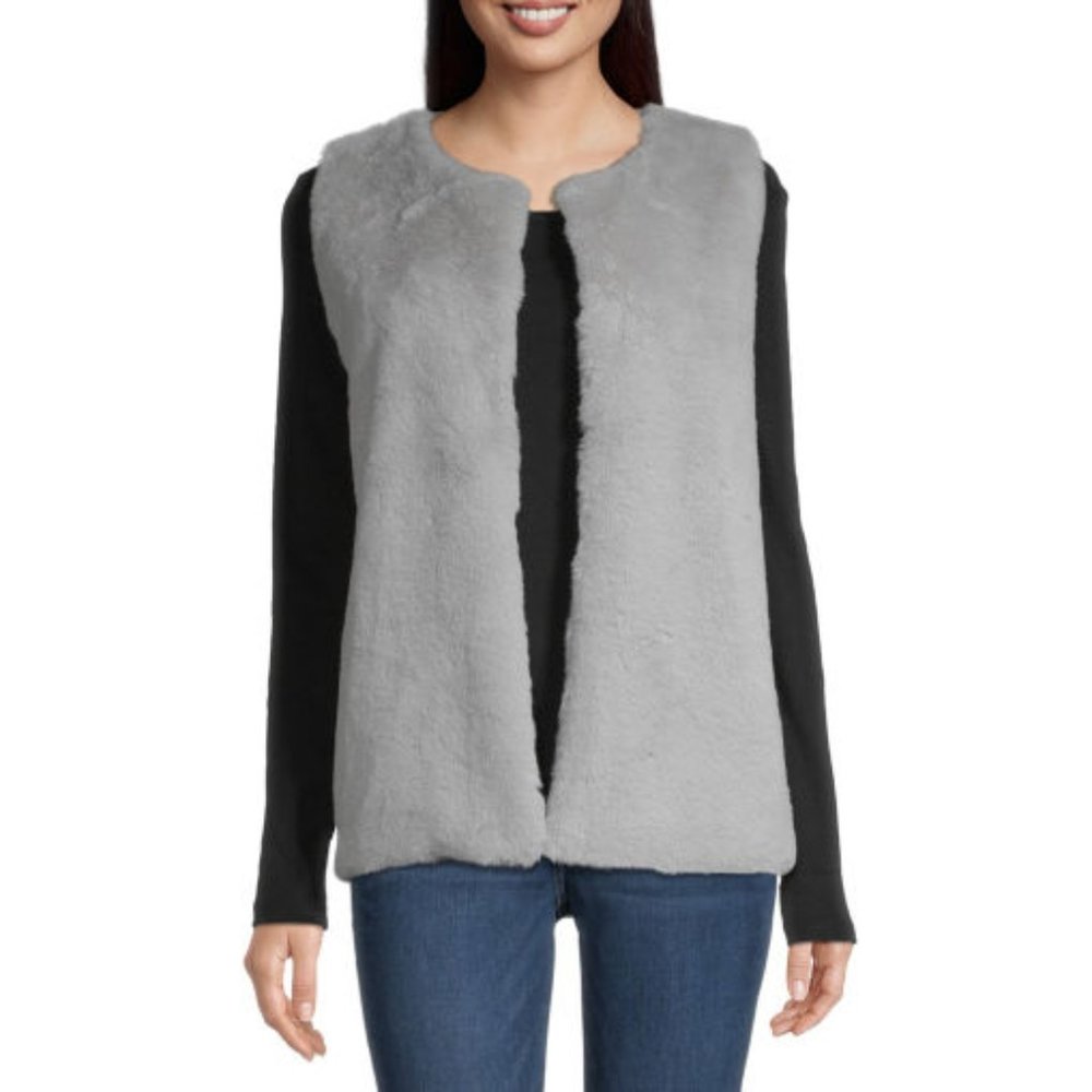 Faux fur vest Mixit Size L- XL color gray super soft New Comfortable Snuggle